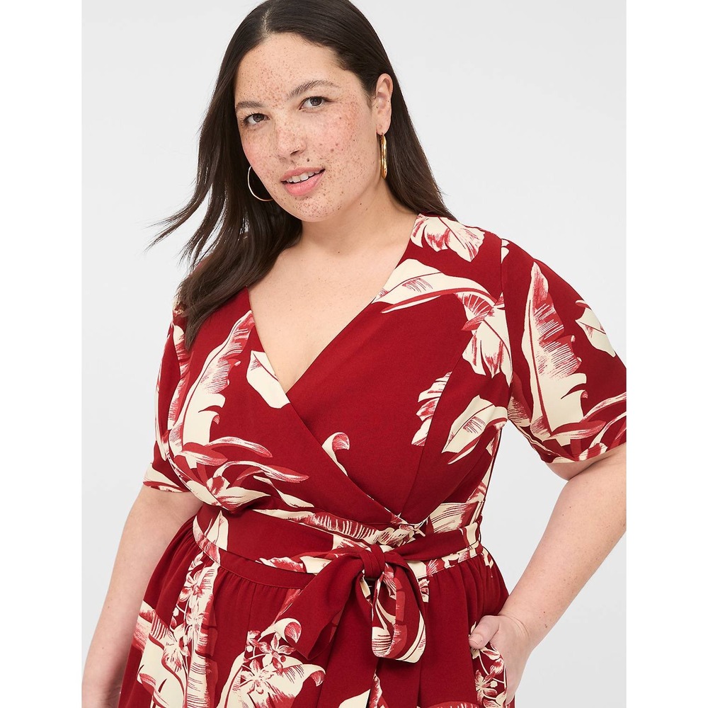 NWT Lena Short-Sleeve Surplice Jumpsuit Size 24 - Picture 13 of 14